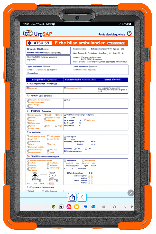 Tablette UrgSAP ATSU formulaire